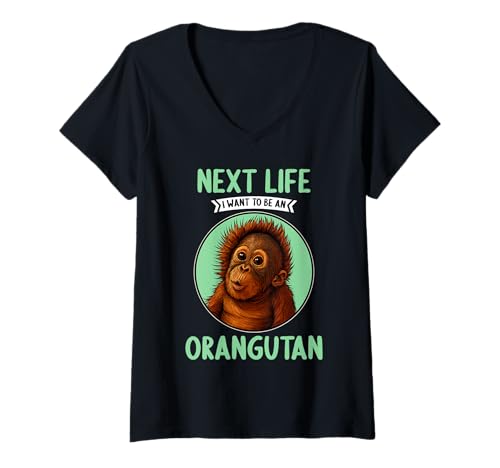 Damen Orang-Utans Orang-Utan T-Shirt mit V-Ausschnitt Damen Orang-Utans Orang-Utan T-Shirt mit V-Ausschnitt von Orang-Utans Orang-Utan Tier Shop