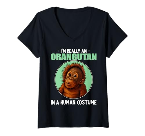 Damen Orang-Utans Orang-Utan T-Shirt mit V-Ausschnitt Damen Orang-Utans Orang-Utan T-Shirt mit V-Ausschnitt von Orang-Utans Orang-Utan Tier Shop