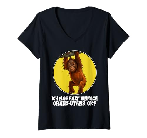 Damen Orang-Utans Orang-Utan T-Shirt mit V-Ausschnitt Damen Orang-Utans Orang-Utan T-Shirt mit V-Ausschnitt von Orang-Utans Orang-Utan Tier Shop