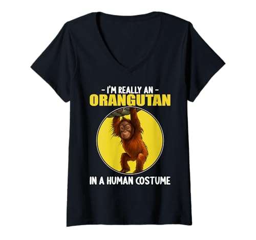 Damen Orang-Utans Orang-Utan T-Shirt mit V-Ausschnitt Damen Orang-Utans Orang-Utan T-Shirt mit V-Ausschnitt von Orang-Utans Orang-Utan Tier Shop