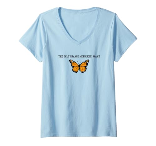 Damen Der einzige Orangenmonarch, den ich Will, Schmetterling T-Shirt mit V-Ausschnitt von Orange Butterfly