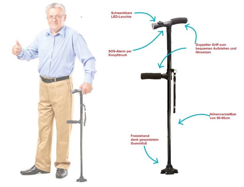 Orange-Planet Gehstock Clever Cane Gehilfe und Aufstehhilfe Gehstock CRC001 Orange-Planet Gehstock Clever Cane Gehilfe und Aufstehhilfe Gehstock CRC001 von Orange-Planet