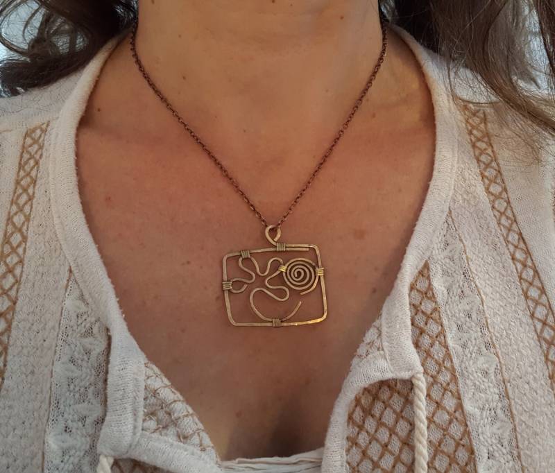 Anhänger Kupfer Blume Sonne Bronze, Vintage von OrangeKnot