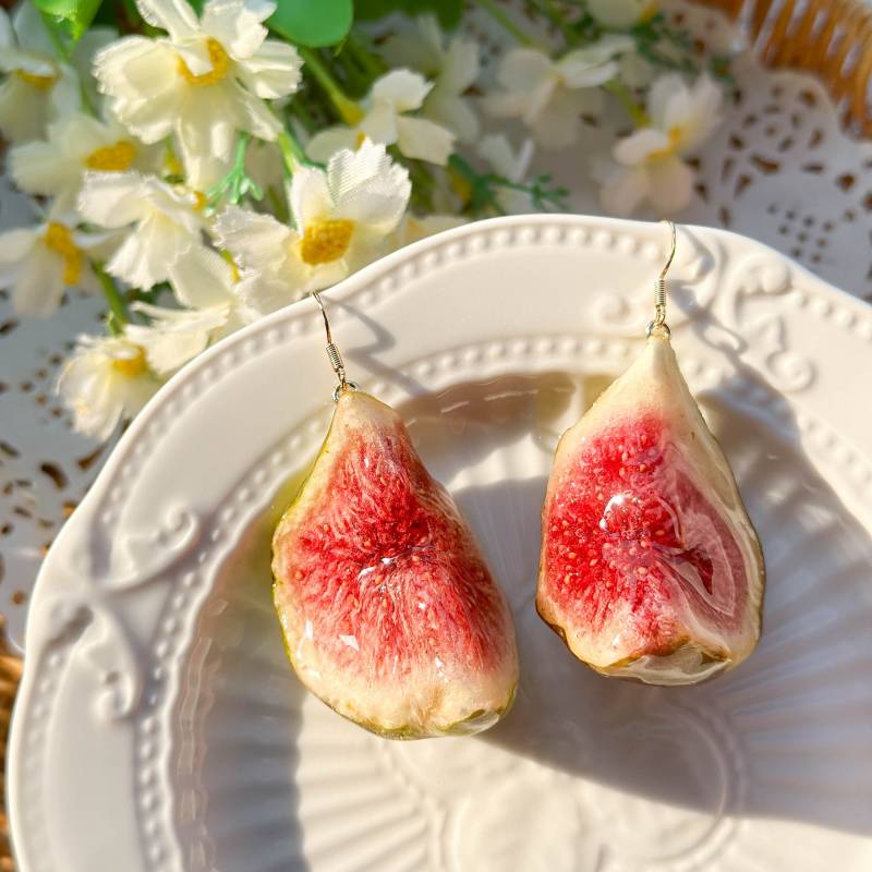 Echte Feigenohrringe, Gepresste Getrocknete Feigenfruchtohrringe, Lebensmittelohrringe, Sommerohrringe, Gradution Geburtstagsgeschenk Für Sie Echte Feigenohrringe, Gepresste Getrocknete Feigenfruchtohrringe, Lebensmittelohrringe, Sommerohrringe, Gradution Geburtstagsgeschenk Für Sie von Orangejuicecraft