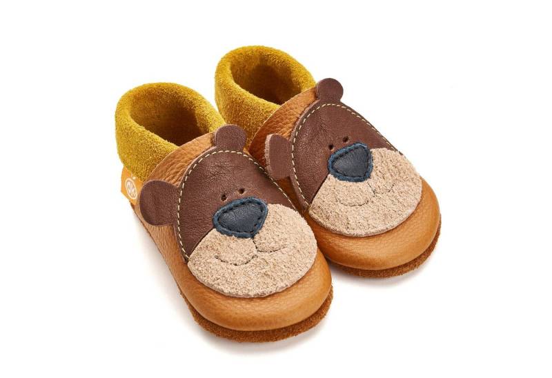 Orangenkinder® Bärnie der Honigbär Baby Krabbelschuh pflanzlich gegerbtes Leder, Made in Germany, atmungsaktiv von Orangenkinder®