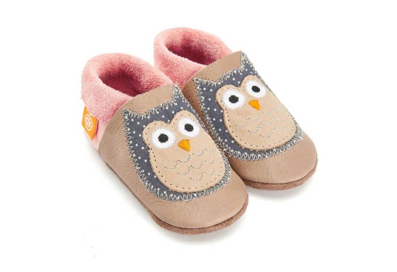 Orangenkinder® Eulalia die Eule Baby Krabbelschuh pflanzlich gegerbtes Leder, Made in Germany, Atmungsaktiv von Orangenkinder®