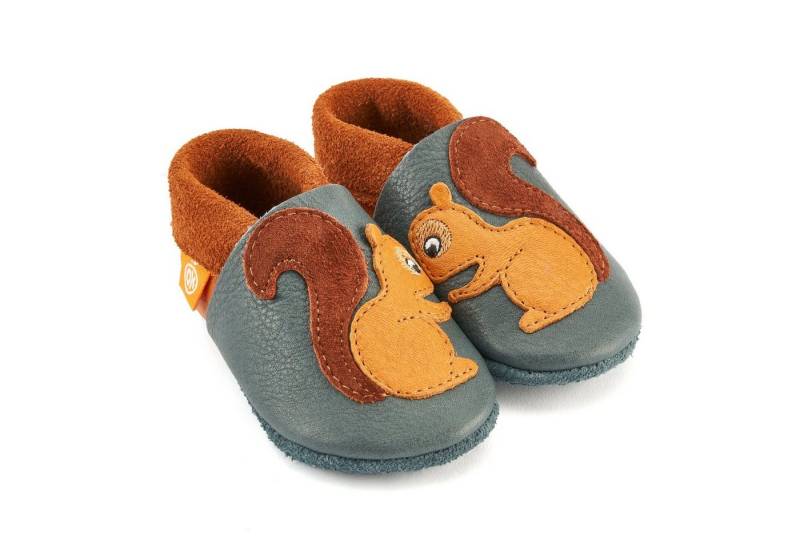 Orangenkinder® Knusper das Eichhörnchen Baby Krabbelschuh pflanzlich gegerbtes Leder, Made in Germany, atmungsaktiv von Orangenkinder®
