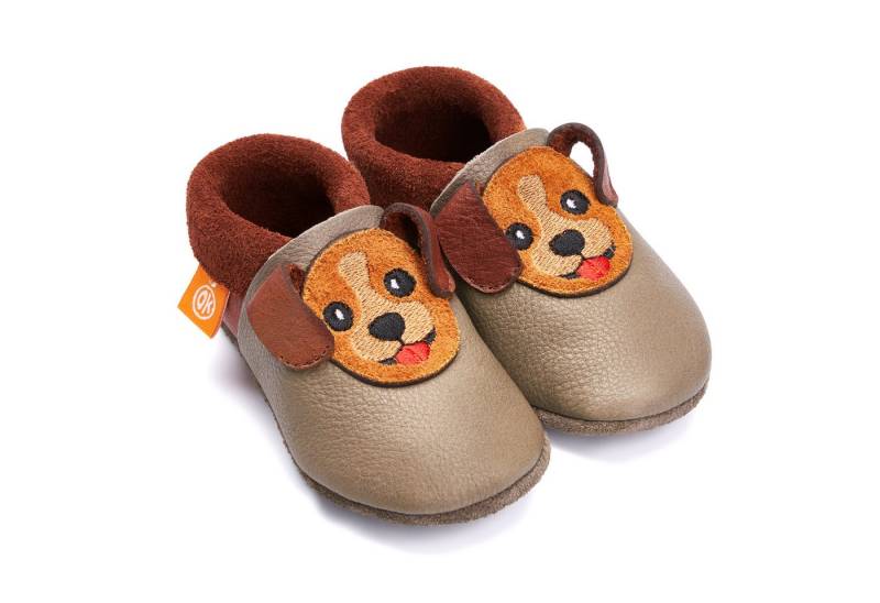 Orangenkinder® Waldi der Welpe Krabbelschuh pflanzlich gegerbtes Leder, Made in Germany, atmungsaktiv von Orangenkinder®