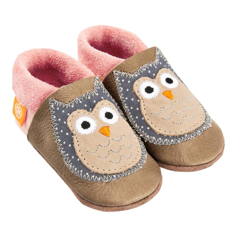 Orangenkinder Krabbel- und Hausschuhe Eule von Orangenkinder