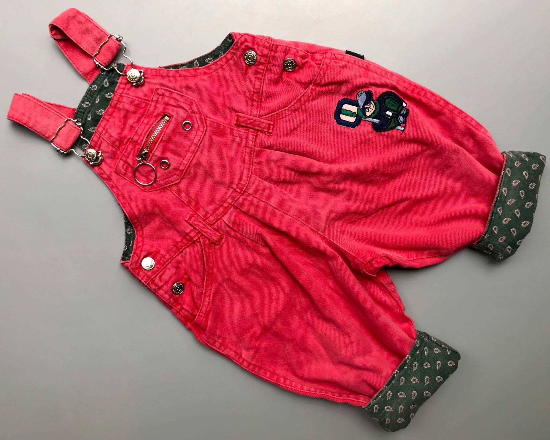 Vintage 1980Er Rosa Paisley Jeans Overalls Baby Mädchen 6-9 Monate Retro Latzhose Gefüttert Turn Ups von OrangesandLemonsJnr