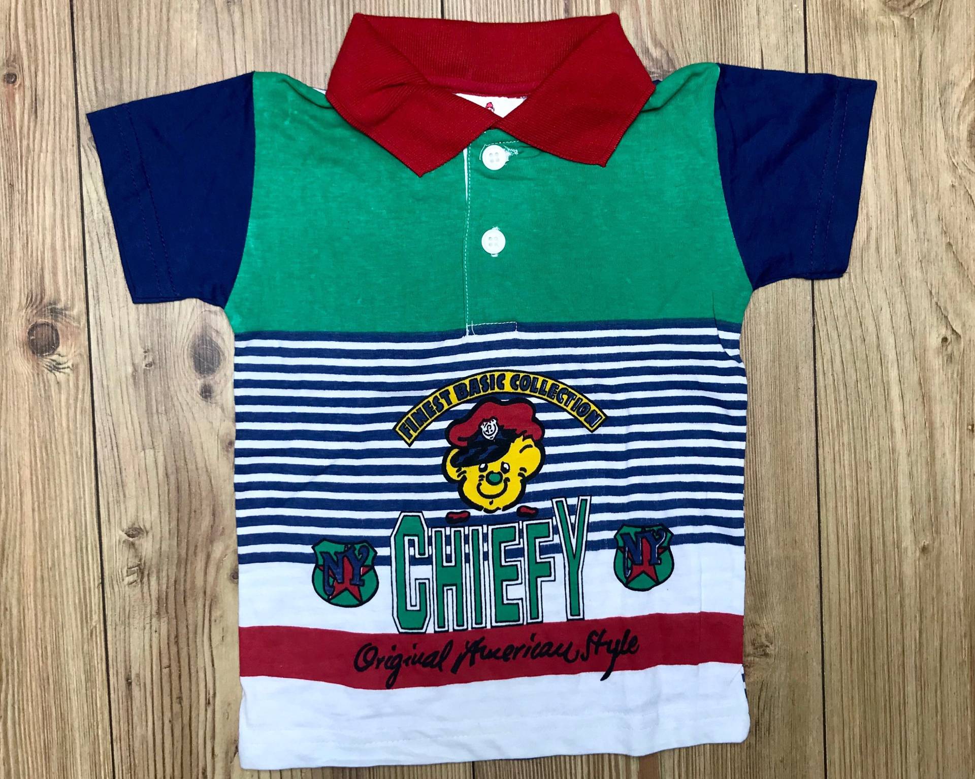 Vintage 1990Er Farbblock Bär Poloshirt Junge Baby Mädchen 6-9 Monate 9-12 Grün Blau Rot Kurzarm von OrangesandLemonsJnr