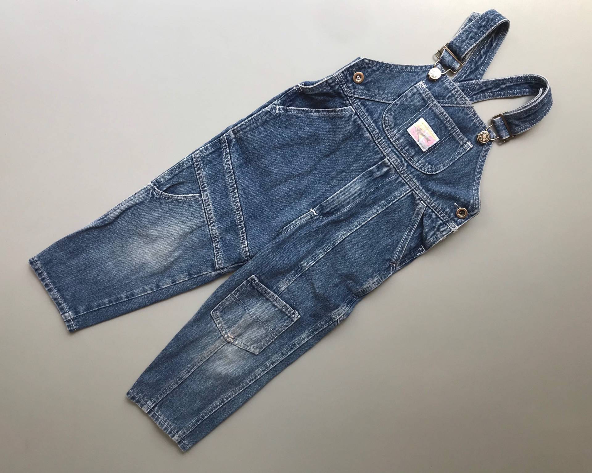 Vintage 1990Er Jeans Overalls Baby Junge Mädchen Retro Latzhose 18-24 Monate Taschen von OrangesandLemonsJnr