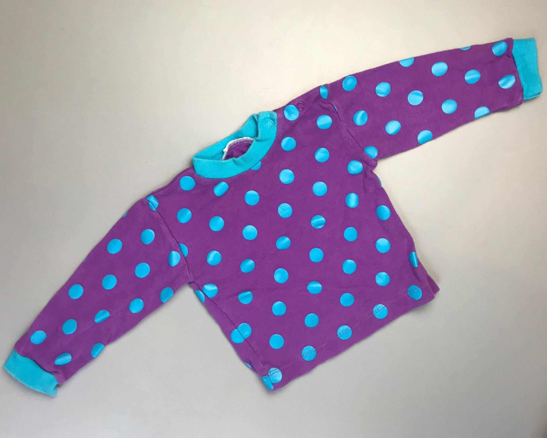 Vintage 1990Er Lila Polka Dot Baby Shirt Junge Mädchen 6-9 Monate Retro Langarm von OrangesandLemonsJnr