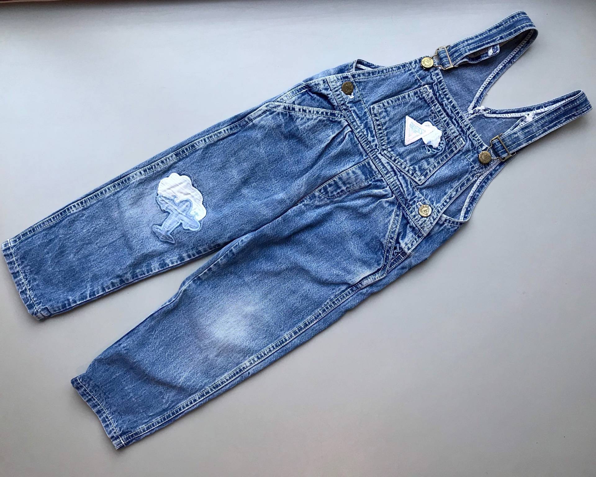 Vintage Baby Guess By Georges Marciano Jeans Overall Mädchen 2T 2-3 Jahre Latzhose 1980Er Rosa Blau von OrangesandLemonsJnr