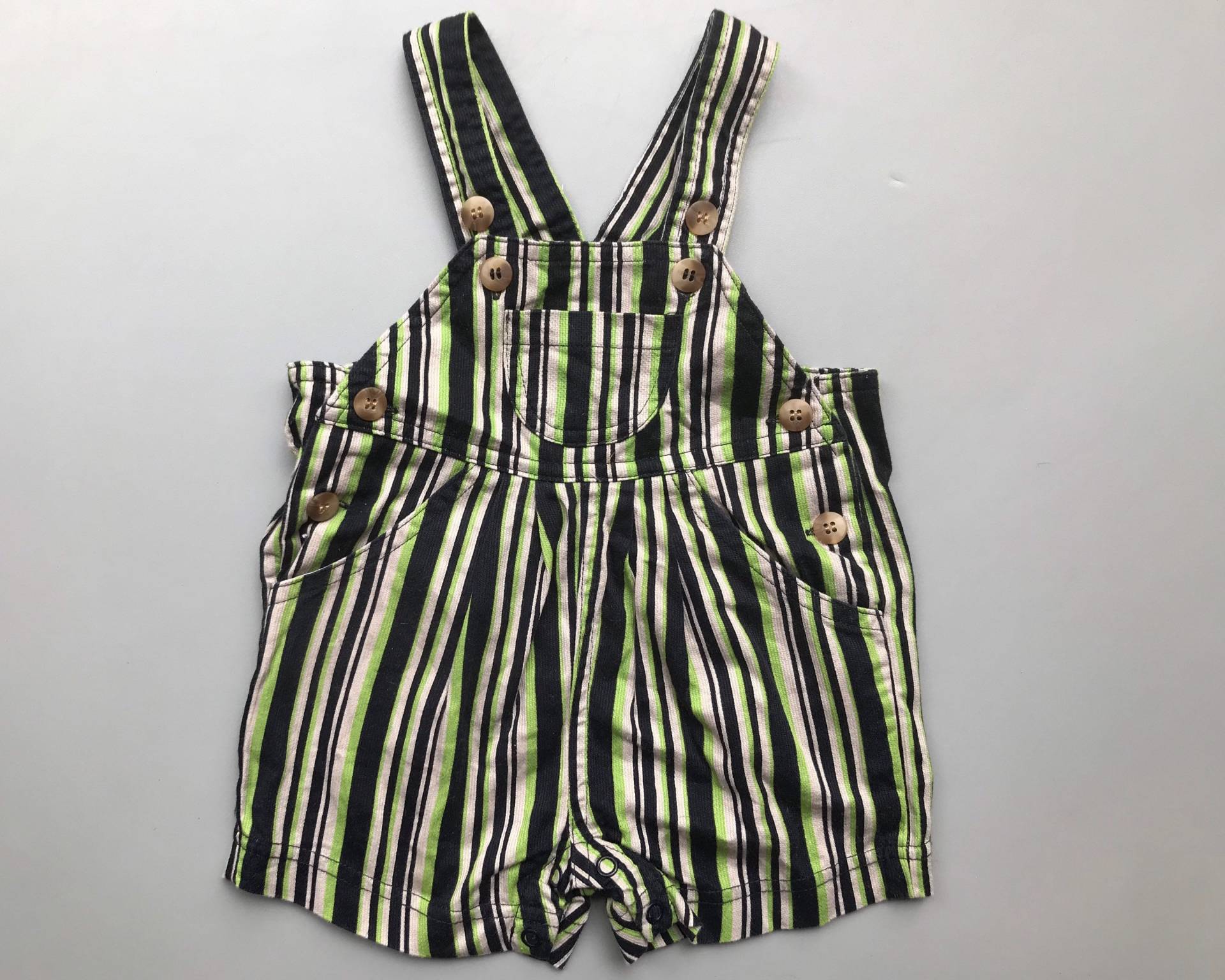 Vintage Baby Jungen Streifen Overalls Neugeborene 0-3 Monate Kurz Latzhose Strampler Grün Retro 1990Er von OrangesandLemonsJnr