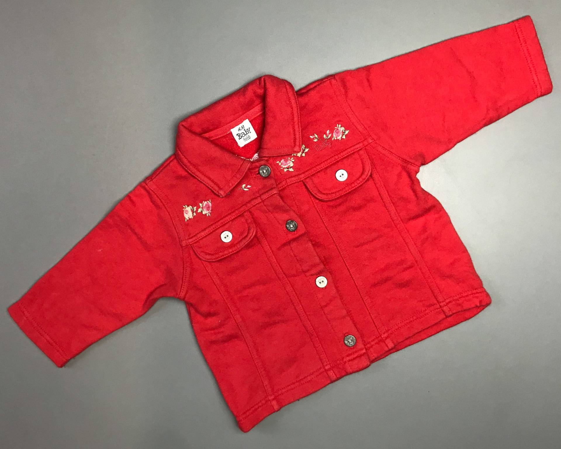 Vintage Baby Mädchen Jacke Rot Floral 6-9 Monate Baumwolle 1990Er Retro von OrangesandLemonsJnr