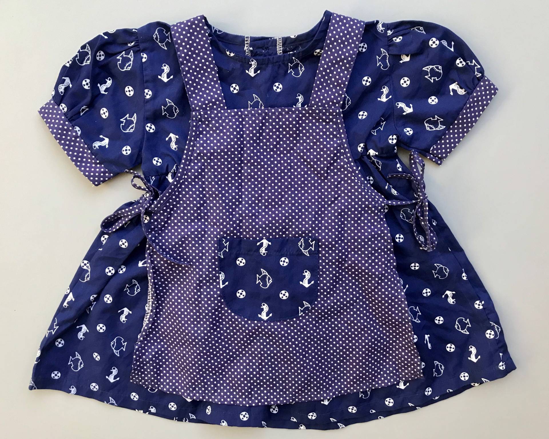 Vintage Baby Mädchen Weiß Blau Matrosenkleid 6-9 Monate 9-12 1980Er Schürze Sommer von OrangesandLemonsJnr