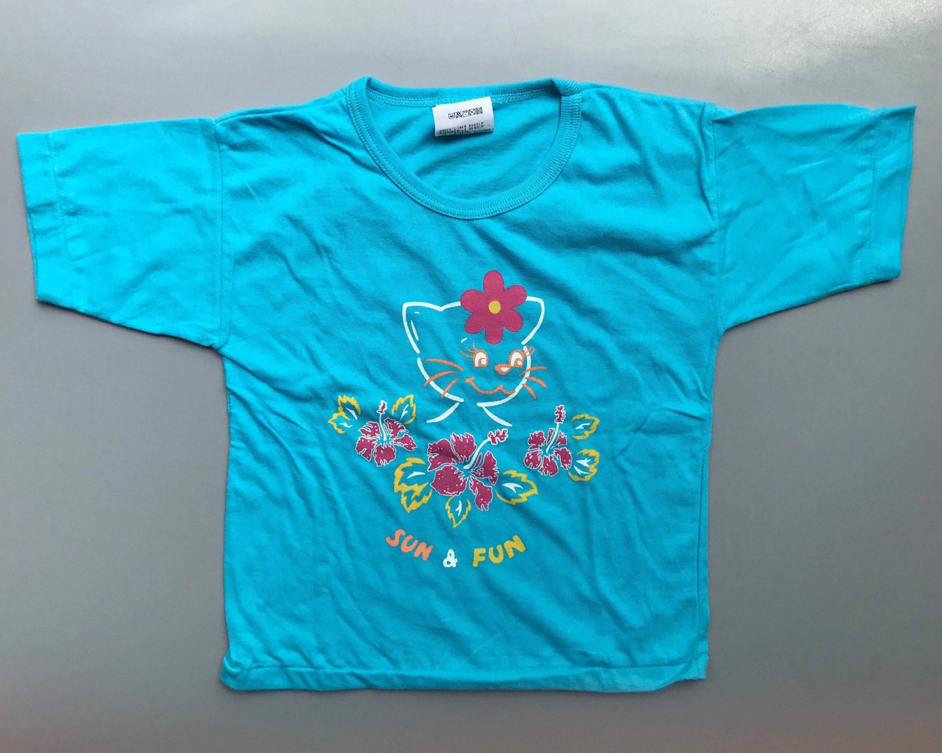 Vintage Blaue Katze Baby Mädchen Top T-Shirt Sommer 12-18 Monate 1990Er Jahre Retro von OrangesandLemonsJnr
