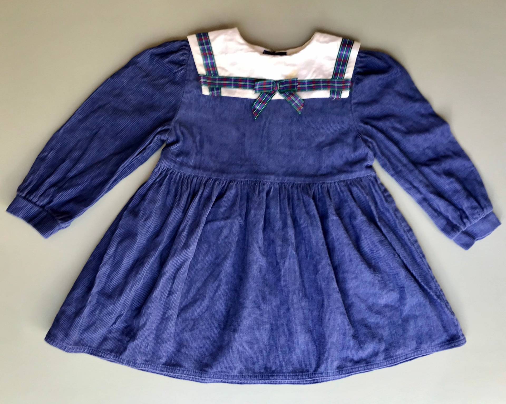 Vintage Blaues Cordkleid Mädchen 18-24 Monate Winter Weihnachten Vintage 1990Er Jahre Kragen von OrangesandLemonsJnr