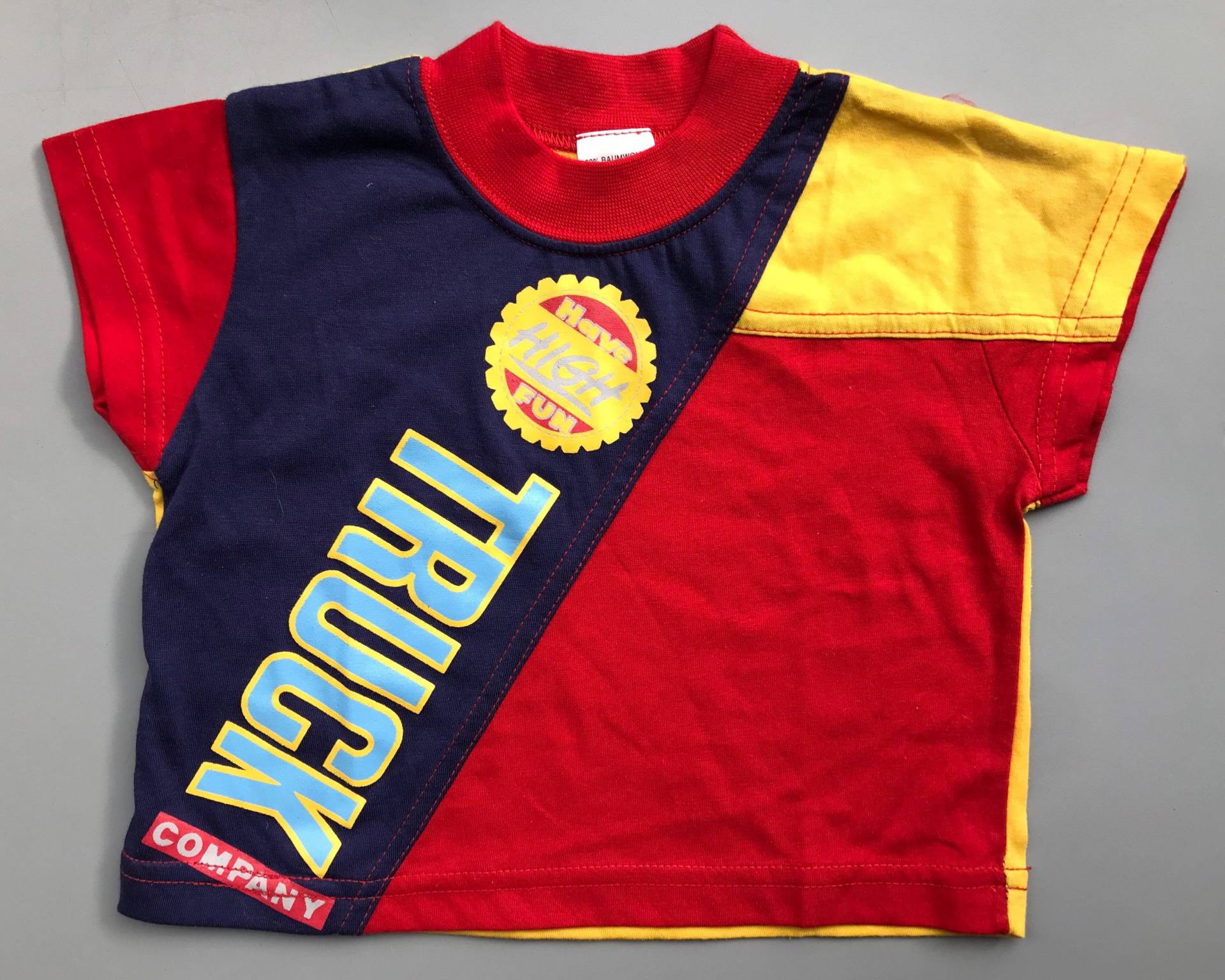 Vintage Color Block Shirt 6-9 Monate 1990Er Jahre Jungen Mädchen Grundfarben Retro Kurzarm von OrangesandLemonsJnr
