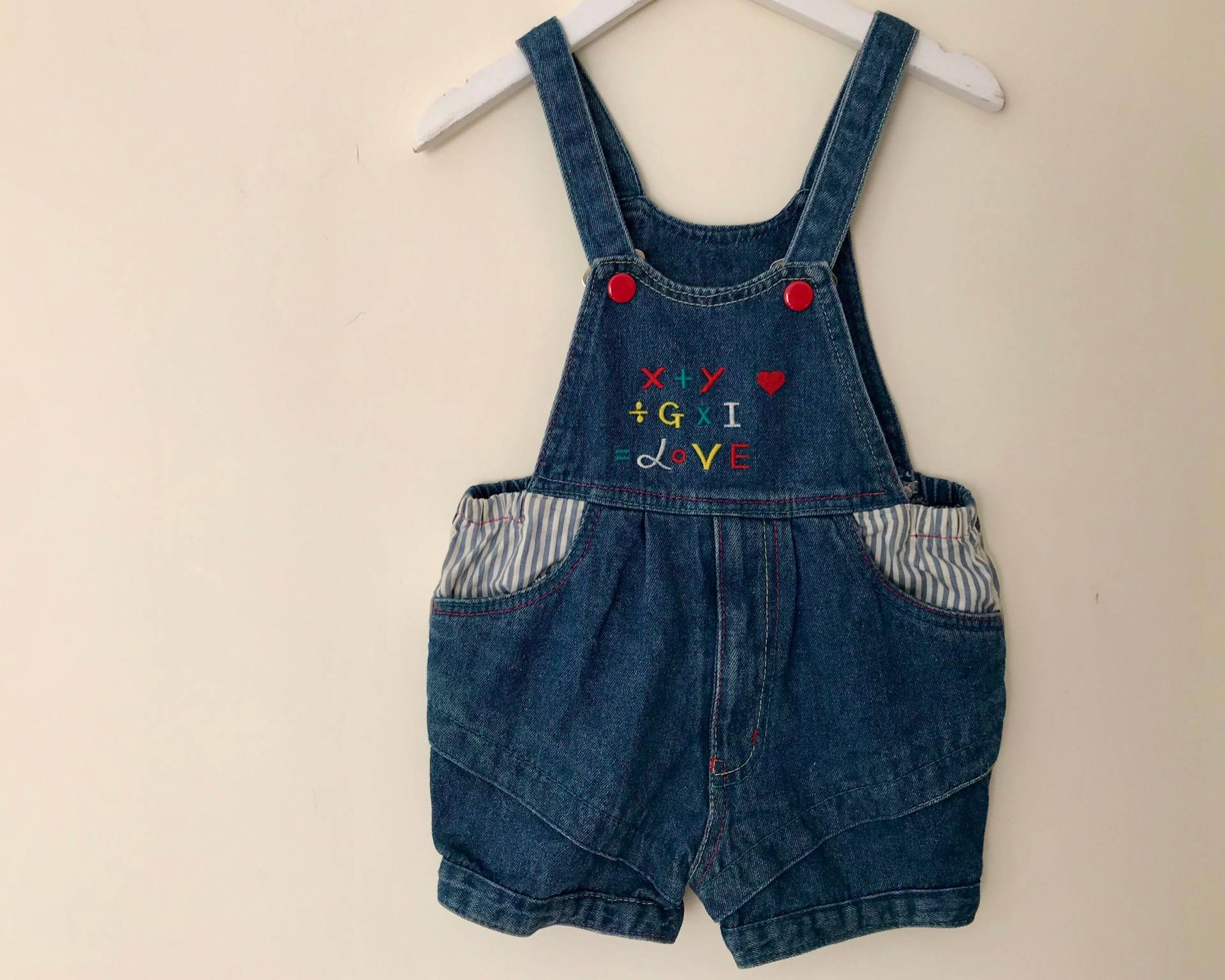 Vintage Jeans Shortalls Baby Junge Mädchen Retro 1990Er 9-12 Monate Blau Bestickt Hell von OrangesandLemonsJnr