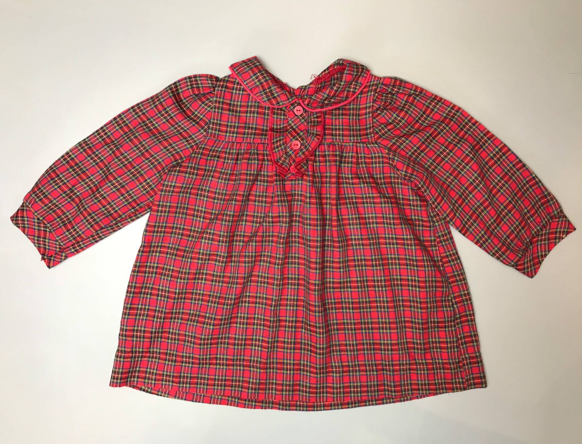 Vintage Kariertes Kleid Baby Mädchen 9-12 Monate Tartan Rot Urlaub 1980Er Langarm Weihnachten von OrangesandLemonsJnr