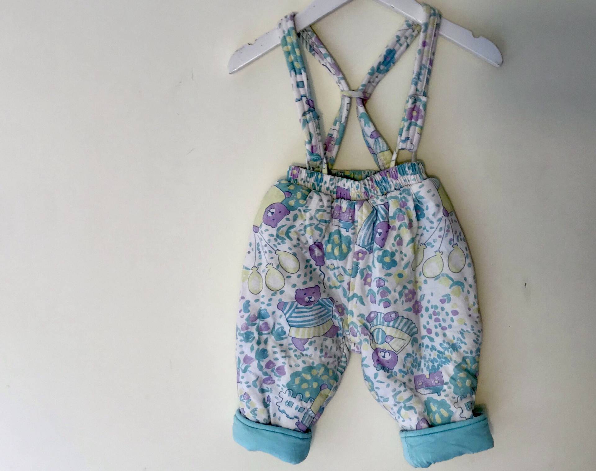 Vintage Pastell Gepolsterte Overalls Hose Baby Mädchen 3-6 Monate Bär Winter Retro 1990Er Lila Grün von OrangesandLemonsJnr