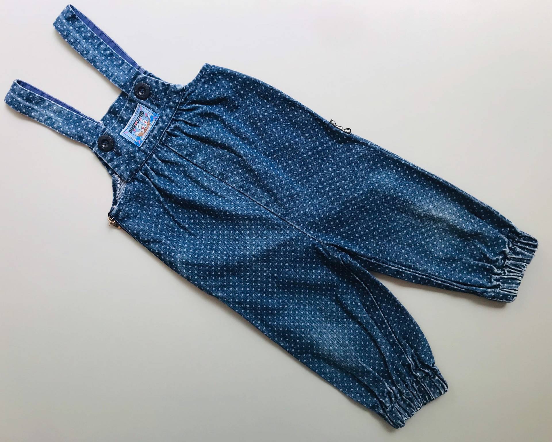 Vintage Polka Dot Blau Jeans Overalls Baby Mädchen 6-9 Monate 1990Er Retro Latzhose von OrangesandLemonsJnr