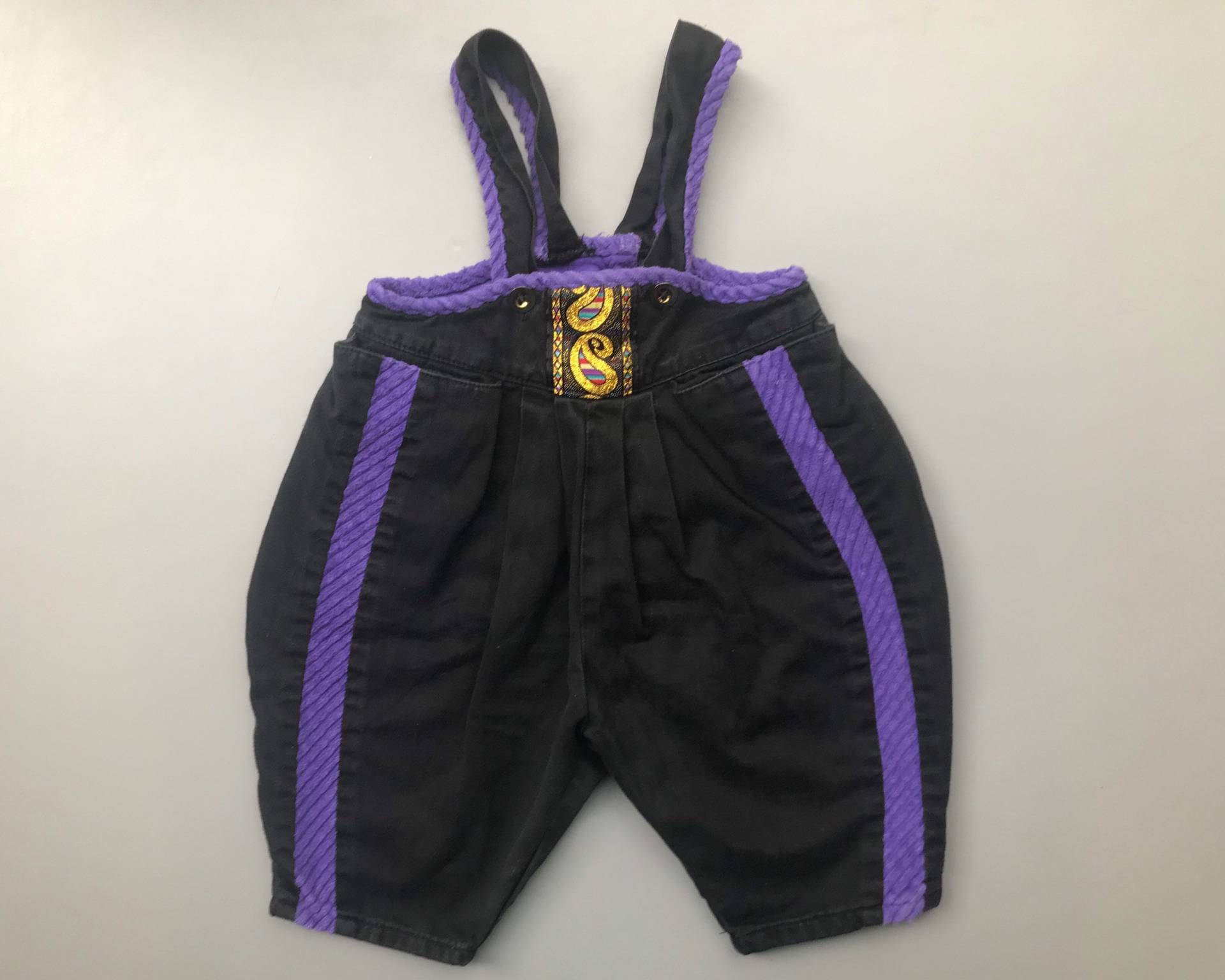 Vintage Schwarz Lila Gold Glitzer 1990Er Overalls 3-6 Monate Baby Mädchen Hell Retro Latzhose von OrangesandLemonsJnr