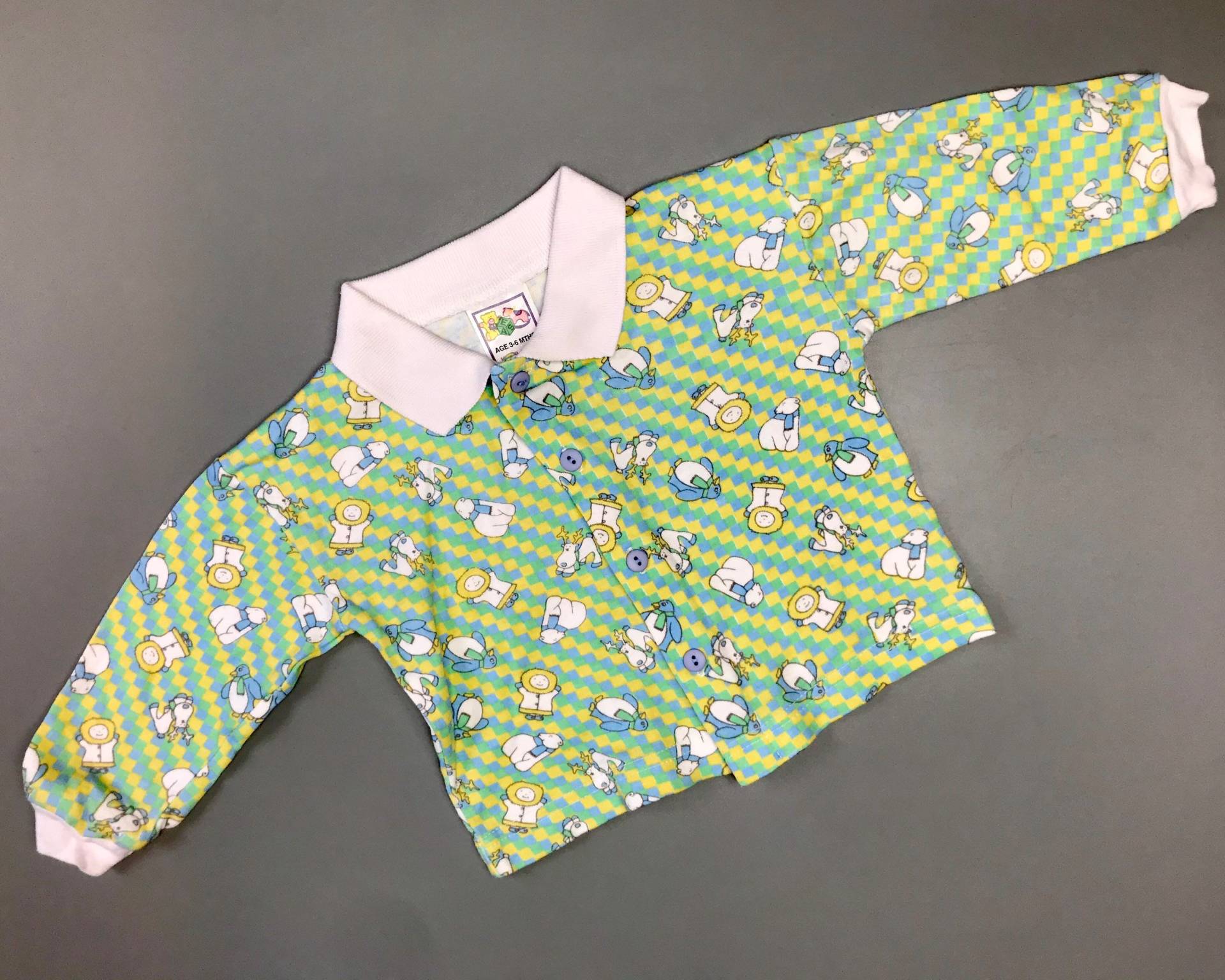 Vintage Shirt Baby 1990 Junge Mädchen 3-6 Monate Kragen Pinguine Eisbären Retro Langarm von OrangesandLemonsJnr