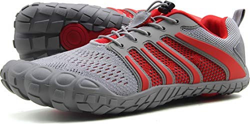 Oranginer Herren Barfußschuhe - Big Toe Box - Minimalistische Cross-Trainingsschuhe für Herren, 2-grau/rot, 43 EU von Oranginer