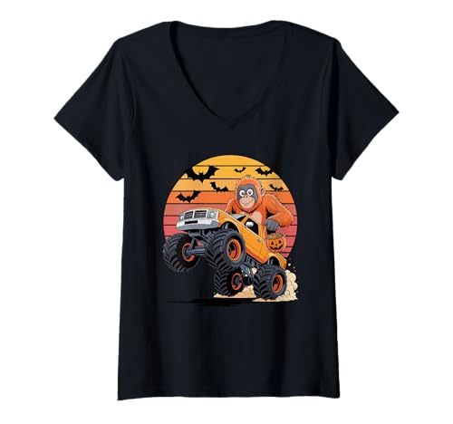 Damen Halloween Monstertruck Orang-Utan Orang-Utans T-Shirt mit V-Ausschnitt von Orangutans Orangutan Lover Gifts