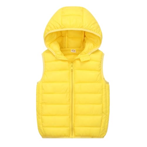 Daunenweste Kinder Jungen Mädchen Weste Winter Kapuzenweste Warm Ärmellos Winterjacke Steppweste Outdoor Jacke Pufferweste Steppjackejacke für Kinder (Yellow, 8-10 Years) von Orbgons