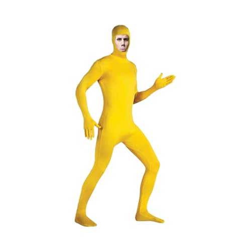 Ganzkörperanzug Damen Herren Erwachsene Open Face Zentai Cosplay Jumpsuit Ganzkörperanzug Orange Tight Ganzkörperanzug Kostüm Bodysuit Kostüm für Party Halloween Weihnachten Unisex (Yellow, 160.00) von Orbgons