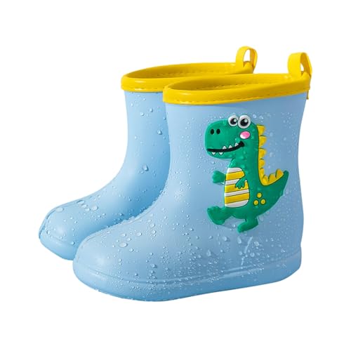 Gummistiefel Kinder Unisex rutschfest Regenstiefel Kinder Dino Atmungsaktiv Regenschuhe Jungen Leicht Gummistiefel Mädchen 33 Kurz Halbhohhe Regenstiefel Wasserdich tGummistiefel (Light Blue-b, 22) von Orbgons