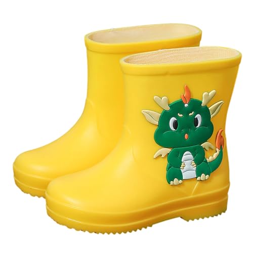 Gummistiefel Kinder Unisex rutschfest Regenstiefel Kinder Dino Atmungsaktiv Regenschuhe Jungen Leicht Gummistiefel Mädchen 33 Kurz Halbhohhe Regenstiefel Wasserdich tGummistiefel (Yellow-a, 28) von Orbgons