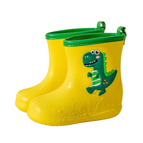 Gummistiefel Kinder Unisex rutschfest Regenstiefel Kinder Dino Atmungsaktiv Regenschuhe Jungen Leicht Gummistiefel Mädchen 33 Kurz Halbhohhe Regenstiefel Wasserdich tGummistiefel (Yellow-b, 31) von Orbgons