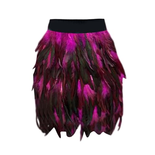 Karneval Kostüm Federrock Damen Retro Faschingskostüme Festival Outfit Pfau Kostüm Rockabilly Minirock Tüllrock Damen Ballettkleidung Damen Rock Klassisch Federrock Elastisch Halbkörper Rock (XXXL) von Orbgons