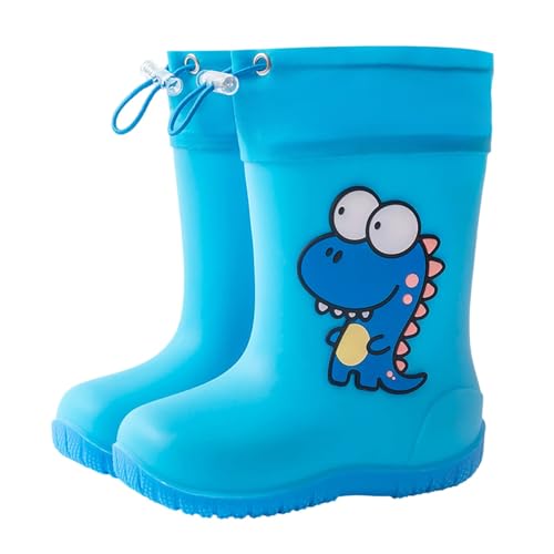 Kinder Gummistiefel Für Jungen & Mädchen Regenschuhe Wasserdicht Gummistiefel Regenstiefel kinder Jungen Mädchen Wasserdicht gummistiefel Regen Stiefel Leicht Rutschfeste Cartoon (2-Sky Blue #1, 29.5) von Orbgons