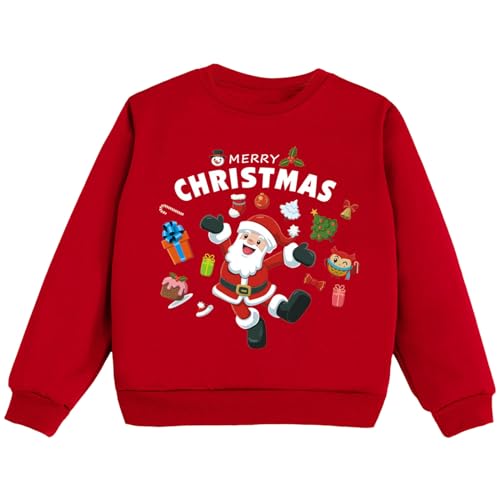 Kinder-Weihnachts Mädchen Pullover, Sweatshirt Dick Warme Weihnachtspullover Top Casual Langarm Rundhals Pulli Tops (Dark Blue, 6-7 Years) von Orbgons