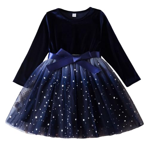 Kleid Rot Glitzer Weihnachten Kleid Baby Maedchen Kleinkind Langarm Tüll Tutu Party Kleider First Christmas Winterkleid Weihnachten Baby Kleidung Weihnachtskleidung Maedchen (01 Blue, 2-3 Years) von Orbgons