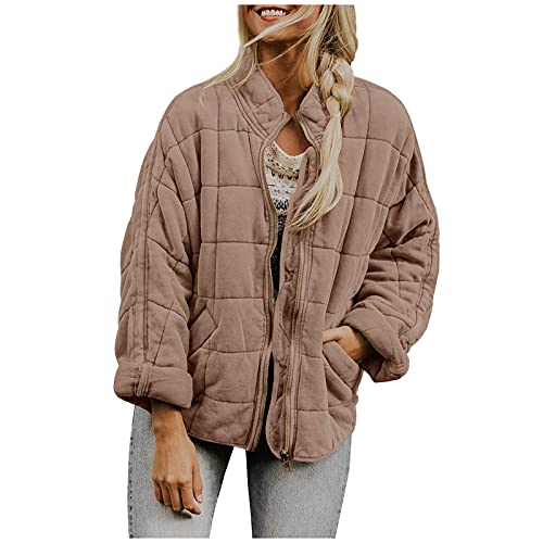 Leichte Steppjacke Jacke Damen Übergangsjacke Damen Leichte Winterjacke Oversized Steppjacke Kurz Ultra Leicht Winter Wärm Kälteschutz Daunenmantel Cropped Jacke Outdoor Steppjacke (Khaki, M) von Orbgons