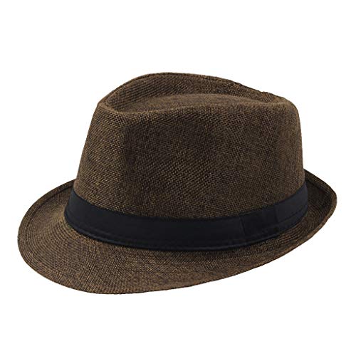 Leinenhut Atmungsaktiver Outdoor Jazz Hut Sonnenhut Hut Top Herren CurlyStraw Baseball Caps Chefkoch Mützen (Coffee, One Size) von Orbgons