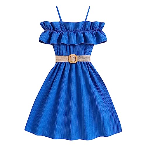 Mädchen Kleider Ärmelloses Kinderkleid Trägerkleid Sommer Baumwolle Swingkleid Festliches A-Linie Freizeitkleid Elegant Kleid festliches Kleid für mädchen 6-13 Jahre (Blue #2, 8-9 Years) von Orbgons