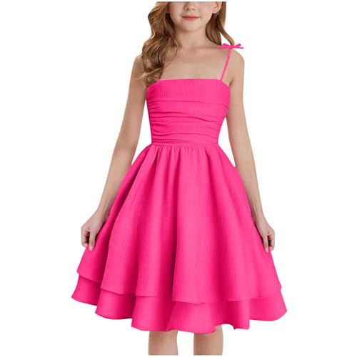 Mädchen Kleider Spaghettiträger Kinder Sommer Baumwolle Festliche Kleid A-Linie Freizeitkleid Swingkleid Elegant ärmelloses Kleid für Girl 8-12 Jahre (10 Years) von Orbgons