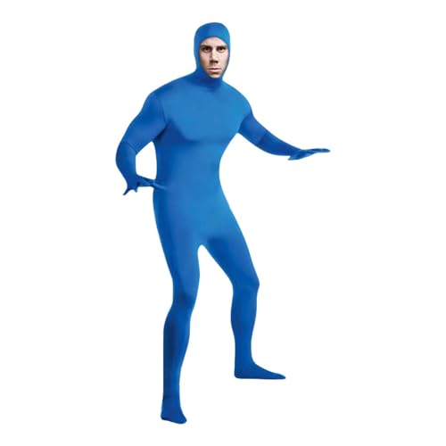 Open Face Bodysuit Jumpsuit, Ganzkörperanzug Damen Herren Kinder Unisex, Ganzkörperanzug Set Suit Kostüm, Zentai Kostüm BodySuit für Erwachsene Jugendliche Halloween Party Cosplay (Sky Blue, 180.00) von Orbgons