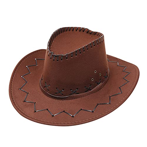 Orbgons Casual Festnaht Sommer Western Mode Cowboy Sonnenhut Breite Krempe Reise Sonnenkappe für Erwachsene Cowboy Gürtel Mit (Coffee, One Size) von Orbgons