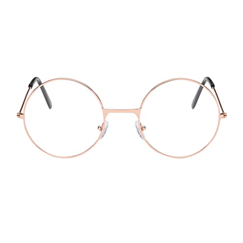 Orbgons Erwachsene Metallrahmen-Brille mit klarer modischer Unisex-klassischer Metallrahmen-Spiegel-runde Brille Brille Rund Ohne Stärke (Rose Gold, One Size) von Orbgons