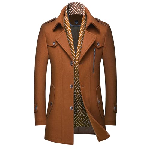 Orbgons Herren Wintermantel Wolle Kurzmantel Herren Wollmantel Mittellang Slim Fit für Business Freizeit Peacoat Herren Casual Dick Winter Kurzmantel Regular Fit Wintermantel Freizeit (04 Coffee, XL) von Orbgons