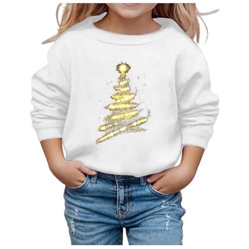 Orbgons Kinder Weihnachtspullover, Rentier Hässlicher Weihnachtspullover, Mädchen Weihnachten Pullover Weihnachtspullover Leicht Jungen Mädchen Strickpullover Sweatshirt Warm (AB-White, 11-12 Years) von Orbgons